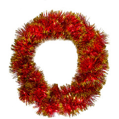 Symbol of the New Year from Christmas tinsel, holiday numbers isolated on white background.