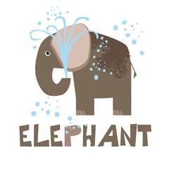 Elephant. Vector illustration for children's creativity. A banner with a charming object in the background. For postcards, children's development centers, games, birthday, decoration.01