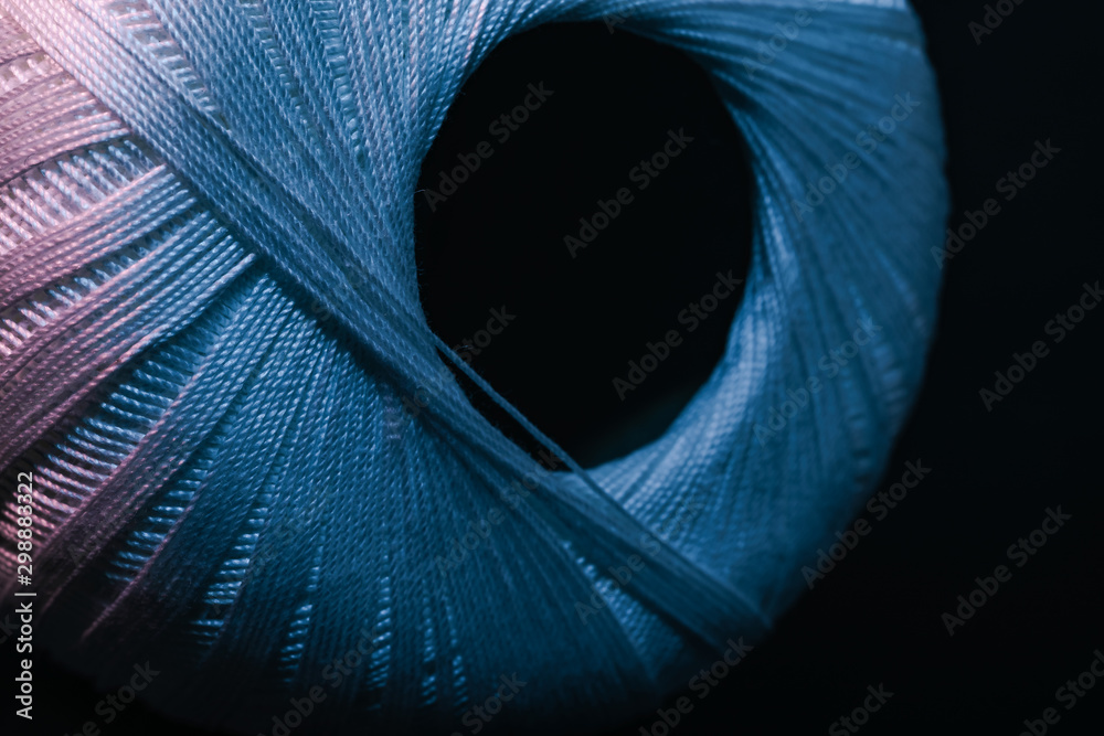 Poster beautiful white tangle of thread in red and blue light background texture.