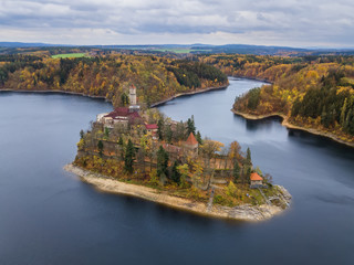 Obraz premium Castle Zvikov in Czech Republic - aerial view