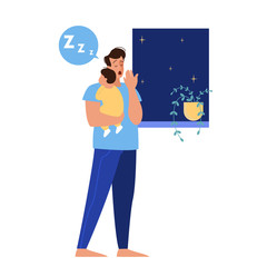 Fototapeta premium Father holding sleeping baby