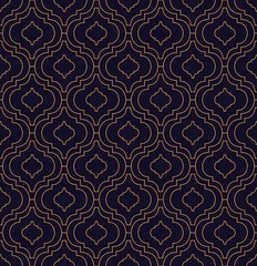 Vector ornamental seamless pattern. Gold and blue background and wallpaper in Arabic style. Geometric pattern. illustration for your design. ь