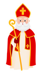 Saint Nicholas or Sinterklaas cartoon winter character isolated on white