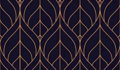 Behang Vector sier naadloos patroon. Gouden en blauwe achtergrond en behang in Arabische stijl. Geometrisch patroon. illustratie voor uw ontwerp. ь © Viktoriia