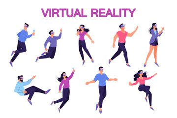 Illustration of people with glasses of vr.