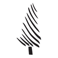 Black and white simple vector icon of a tree