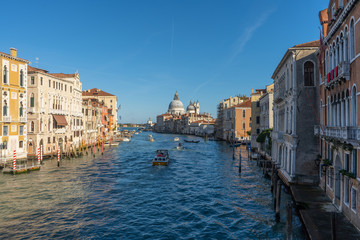 Fototapeta na wymiar View of the Grand Canal and Basilica Santa Maria della Salute. Travel photo. Venice. Italy. Europe.