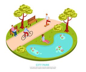 City Park Isometric Composition 