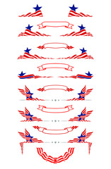 4th of July Happy Independence Day symbols, Аmerican set of design elements, Stars and stripes, Flag, Star, Stripes design