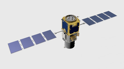 Satellite Calipso su fondo neutro, 3D rendering, illustrazione © robynt