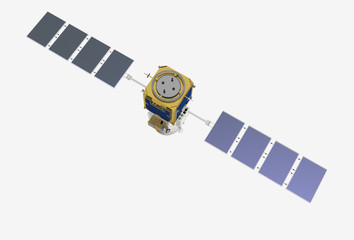 Satellite Calipso su fondo neutro, 3D rendering, illustrazione © robynt