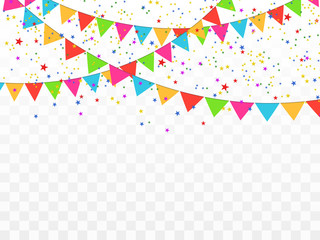 Colorful confetti and balls isolated. Festive background vector. Happy Birthday. Holiday.	