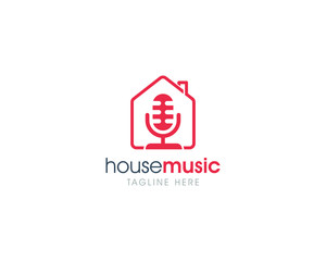 Creative Simple Music House Logo, Music House Studio Logo Design Vector Template