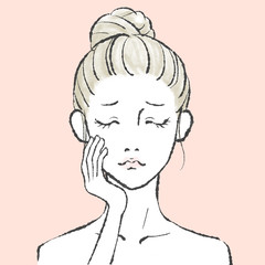 美容イメージ 手書きイラスト 06 ピンク背景