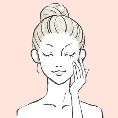 美容イメージ 手書きイラスト 07 ピンク背景