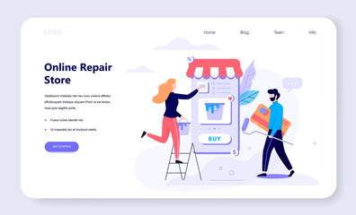 Online shopping web banner concept. E-commerce, customer