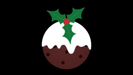 Bright colorful festive christmas pudding flat icon