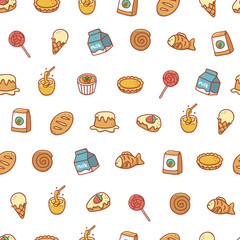 Bakery and Dessert hand drawn seamless pattern background 