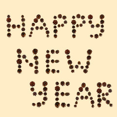 Christmas font made of fir cones