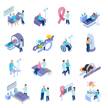 Cancer Control Isometric Concept  Set 