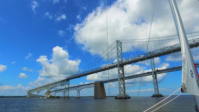 Wide Angle: The Steel Structure of the Bay Bridge in the Chesapeake Bay in Annapolis, Maryland