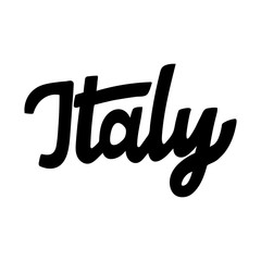 Handwritten word Italy. Hand drawn lettering.