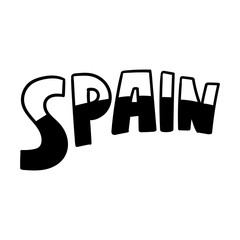 Handwritten word Spain. Hand drawn lettering.