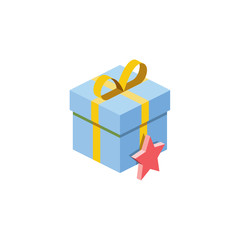 Gifts star. Vector 3d isometric, color web icon, new flat style. Creative illustration design, idea for infographics.