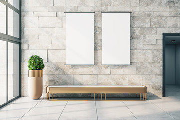 Modern gallery with empty banner