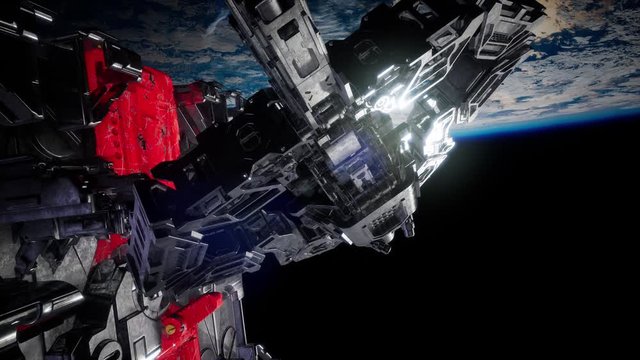 alien spaceship armada nearing Earth, for futuristic, fantasy or interstellar deep space travel backgrounds. Elements of this animation furnished by NASA.