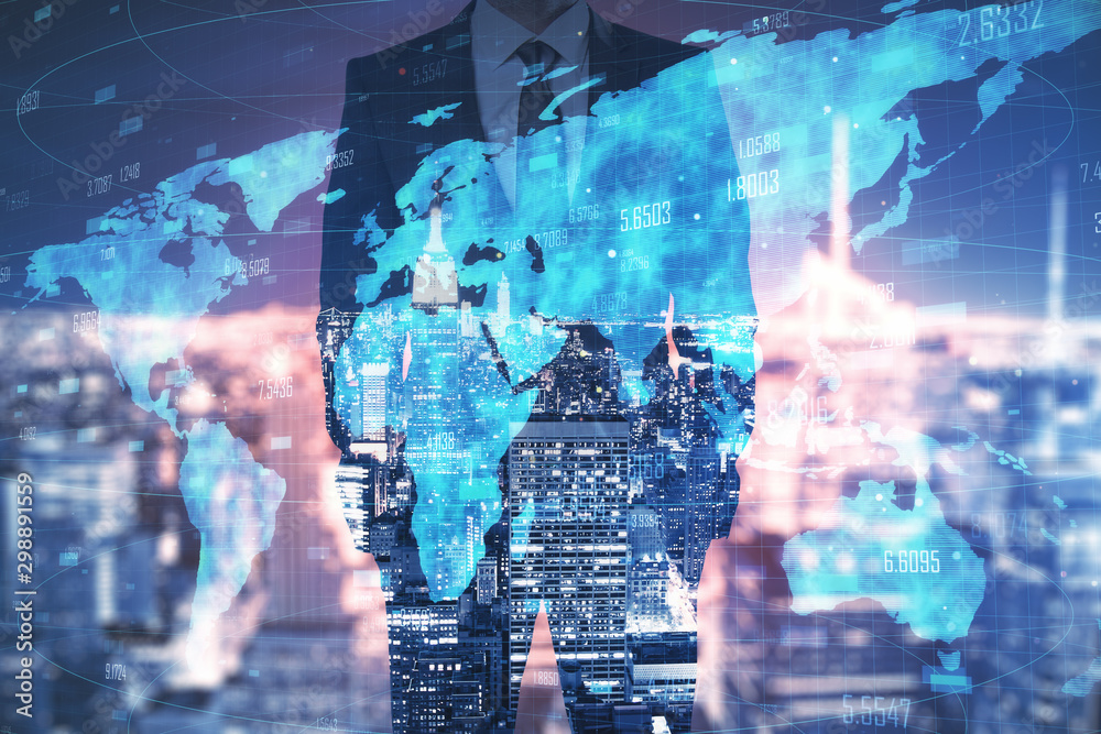 Poster global network and interactive concept