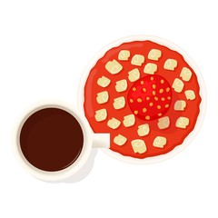 Strawberry pie icon. Isometric illustration of strawberry pie vector icon for web