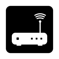 Router icon on black.