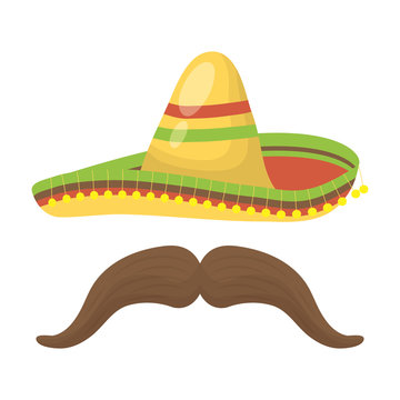 traditional mexican hat with mustache