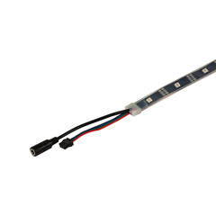 LED strip with connection cable close-up isolated on white background