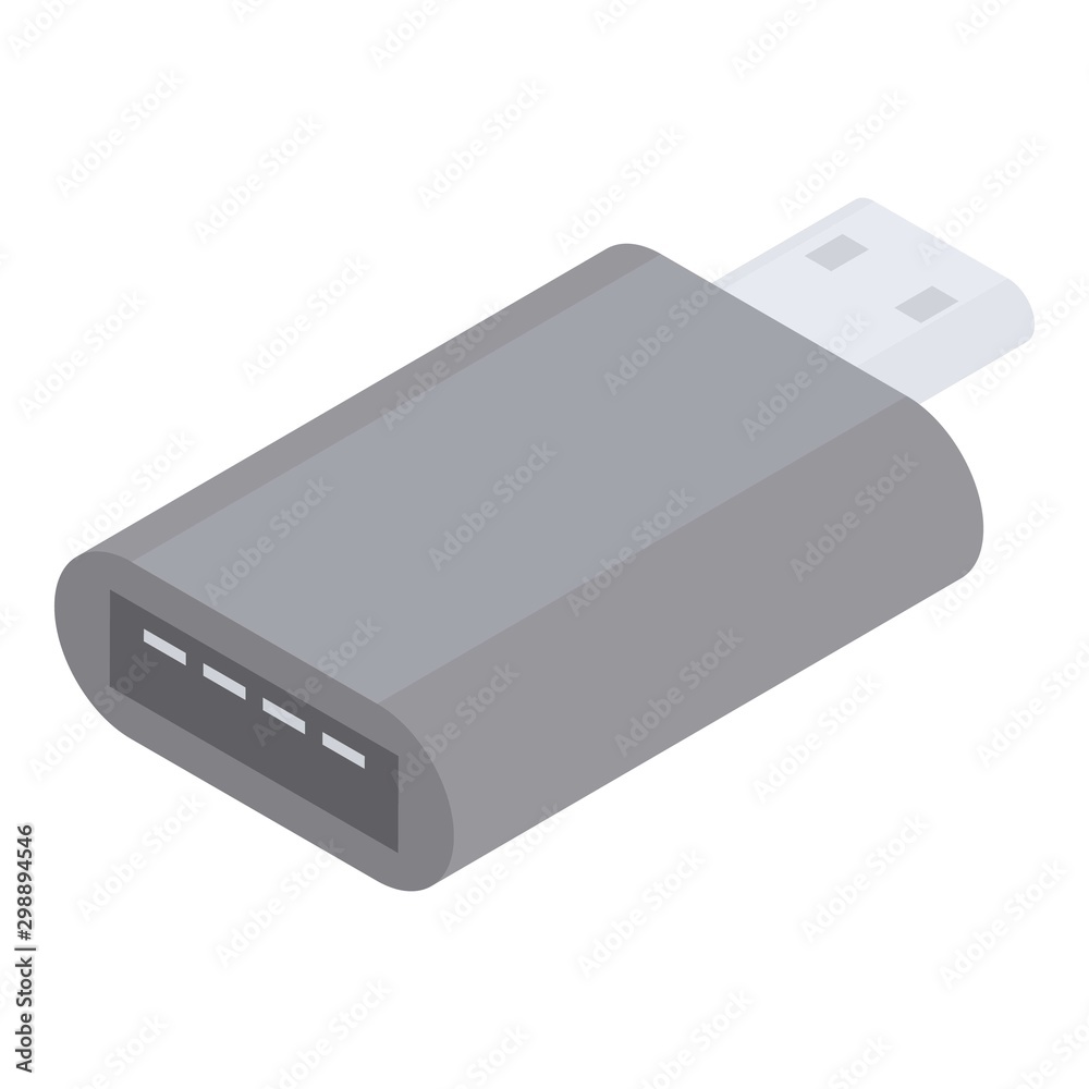Poster usb type c adapter icon. isometric of usb type c adapter vector icon for web design isolated on whit
