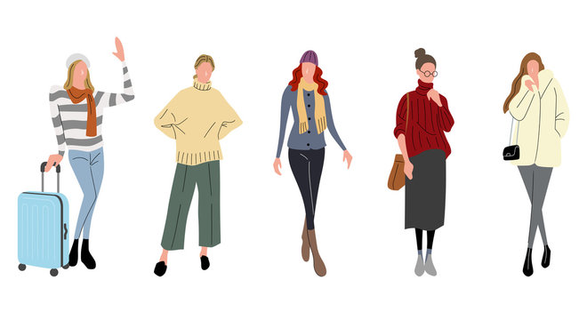 Illustration material: women, winter fashion