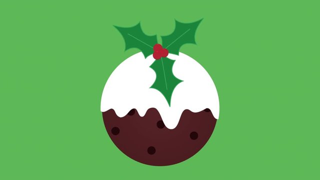 Bright colorful festive christmas pudding flat icon green