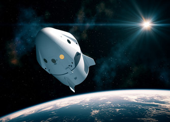 New Commercial Space Capsule Orbiting Planet Earth - 298896121