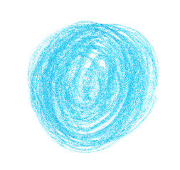Blue pencil scribble on white background, top view