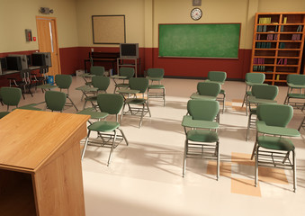 3D Rendering Classroom Interior