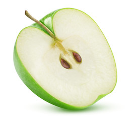 green apple sliced isolated on white background