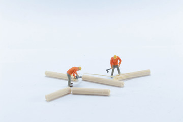 the mni figure cet the wood on white board