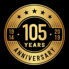 Fototapeta premium 105 years anniversary logo template. One hundred and five years logo. Vector and illustration.