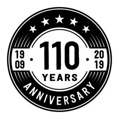 110 years anniversary logo template. One hundred and ten years logo. Vector and illustration.