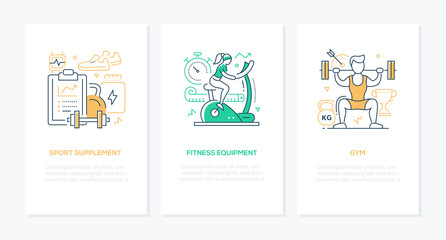 Sport and workout - vector line design style banners