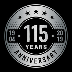 115 years anniversary logo template. One hundred and fifteen years logo. Vector and illustration.