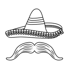 traditional mexican hat with mustache