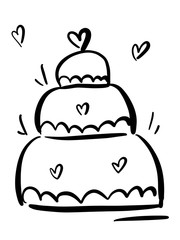 Icon cake for a birthday and a wedding. several tiers. Hand-drawn