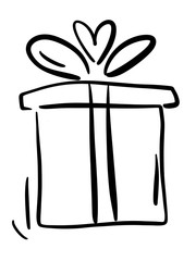 The icon is Drawn by hand. Gift box with bow.